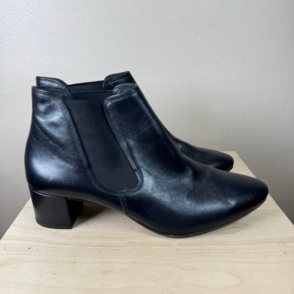 Paul Green Womens Ankle Heeled Boots Almond Toe Black Leather 90s size 5.5 - Picture 4 of 7